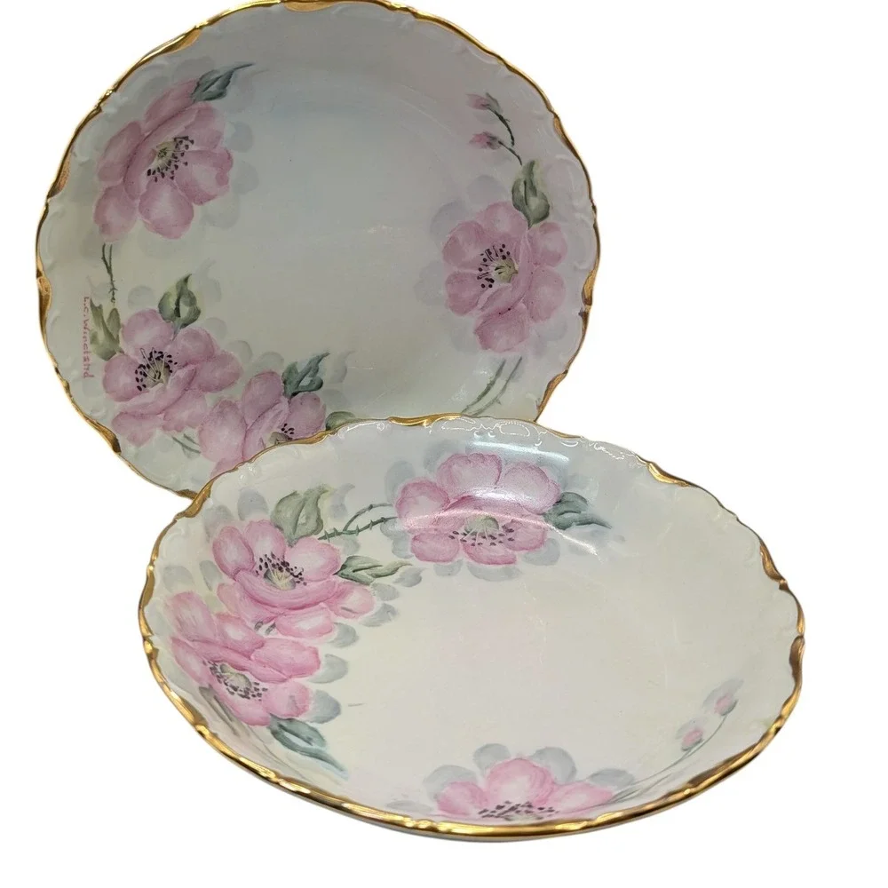 Vintage Seltmann Weiden Soup Bowl Bavaria Hand‎ Painted Signed Set of Four SEE